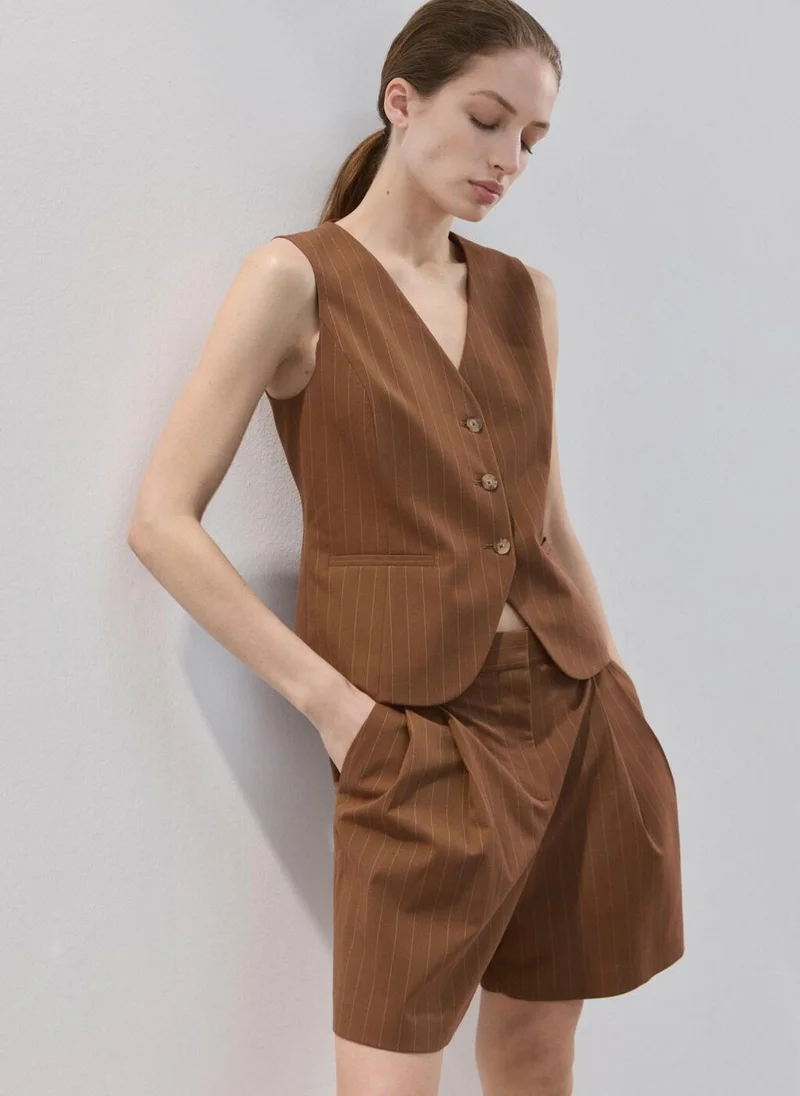 MANGO  Pinstripe straight Bermudas for Women | Best Price UAE